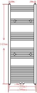 Žebříkový radiátor na ručníky - obloukový - ústřední topení - černý | 500x1424 mm