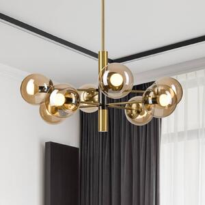 Lamkur Stropní světlo Natalia, zlatá, Ø 68 cm, sklo, 8-bodové, E14, stmívatelný, Mosaz / zlato, Obývací pokoj / jídelna, Sklo, Moderní, Koule
