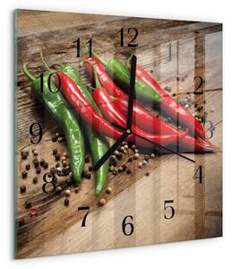 Skleněné hodiny na stěnu Chilli papričky zskc-30x30-00179096