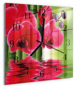 Skleněné hodiny na stěnu Orchidej zskc-30x30-00178826