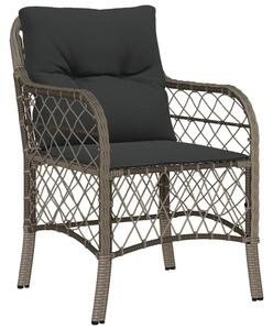 3dílný bistro set s poduškami šedý polyratan