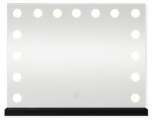 SensaHome Vanity Mirror Pro - hollywoodské kosmetické zrcadlo s 12 stmívatelnými LED světly, 3 režimy osvětlení, 60 x 40 cm - černé
