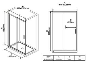 Ravak Blix Slim Sprchové dveře 100 cm, černá/čiré sklo BLSDP2-100BT X0PMA0300Z1