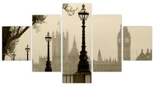 Obraz - Londýn v mlze, Anglie (125x70 cm)