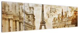 Obraz - Pařížské památky (170x50 cm)
