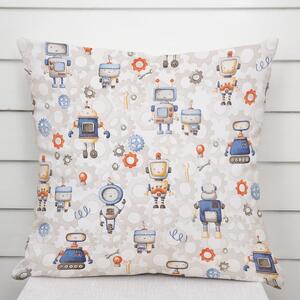 Biante Dětský bavlněný povlak na polštář Sandra SA-584 Svět robotů na šedo-bílém 30 x 50 cm