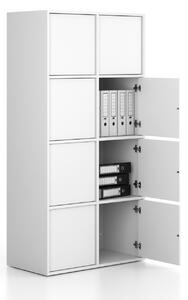 Kancelářská skříň FRAME, 8x dveře, 872 x 450 x 1735 mm, PUSH-lock, bílá