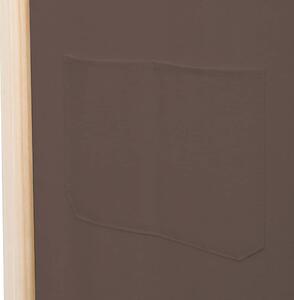 6-dílný paraván - textil - hnědý | 240x170x4 cm