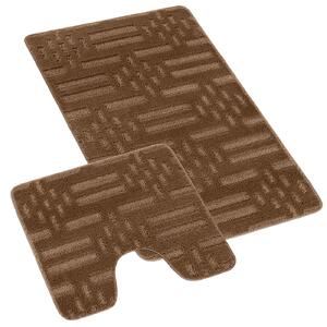 Koupelnové předložky BANY s výkrojem 60x100 + 60x50 cm - Čárka hnědá