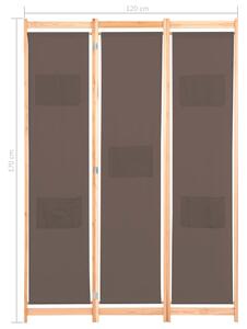 3-dílný paraván - textil - hnědý | 120x170x4 cm
