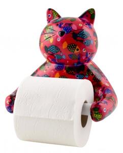 Keramický držák na toaletní papír kočka - 3 designy Barva: červená - motiv rybiček