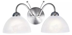 Searchlight 1132-2SS Nástěnná dvojramenná lampa MILANESE SATIN, alabastrové sklo
