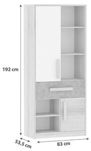 ŠATNÍ SKŘÍŇ, buk, šedá, bílá, barvy buku, 83/192/39,5 cm - Dětské pokoje sestavy