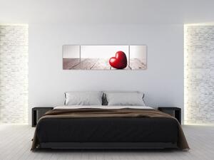 Obraz dřevěného srdce (170x50 cm)