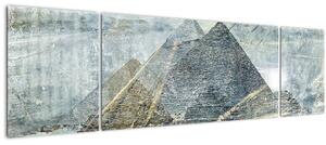 Obraz - Pyramidy v modrém filtru (170x50 cm)