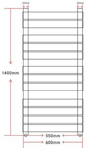 Žebříkový radiátor na ručníky - rovný - ústřední topení - bílý | 600x1400 mm