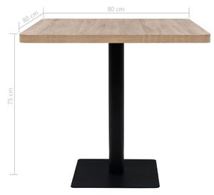 Bistro stolek - deska a ocel - čtvercový - 80x80x75 cm | dub