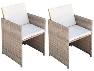 Zahradní židle 2 ks s poduškami a polštáři - polyratan | béžové