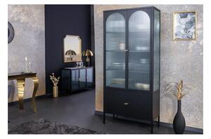 Massive home | Vitrína PARIS 180 CM černá vroubkované sklo