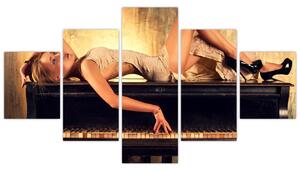 Obraz - Žena na klavíru (125x70 cm)