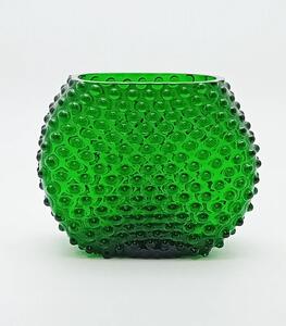 Floriánova huť Váza Hobnail - Ananas tmavá zelená