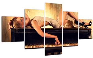 Obraz - Žena na klavíru (125x70 cm)