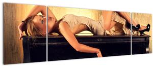 Obraz - Žena na klavíru (170x50 cm)
