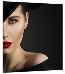 Obraz - Portrét ženy v klobouku (30x30 cm)