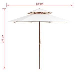 Dvoupatrový slunečník s dřevěnou tyčí - 270 cm | krémově bílá