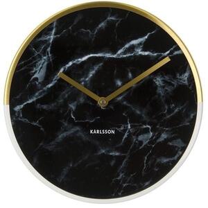 Nástěnné hodiny 40cm černá vzor mramor Fisura (Barva - černá, vzor mramor)