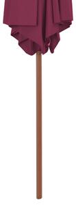 Zahradní slunečník Bella s dřevěnou tyčí - vínový | 270 cm