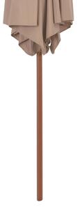 Zahradní slunečník Bella s dřevěnou tyčí - taupe | 270 cm