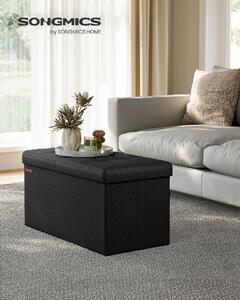SONGMICS Taburet s úložným prostorem nosnost 300 kg 89 l 76 x 38 x 38 cm černá