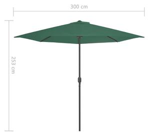 Půlkruhový slunečník s hliníkovou tyčí - zelený | 300x150 cm
