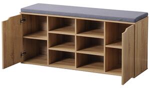Botník s podsedákem se 2 dveřmi a 6 přihrádkami 103 x 48 x 30,5 cm, dekor dub KESPER 15928