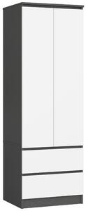 Ak furniture Šatní skříň STAR S 60 cm 2 dveře grafitově šedá/bílá