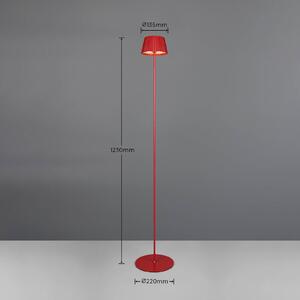 Nabíjecí stojací lampa Suarez LED, červená, výška 123 cm, kovová