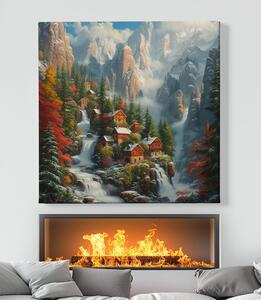 Obraz na plátně - Pozdravy ze zimního Švýcarska FeelHappy.cz Velikost obrazu: 40 x 40 cm