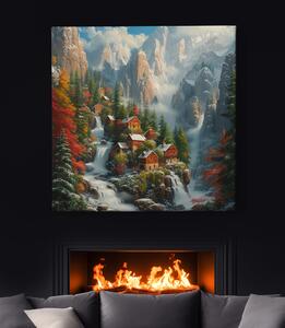 Obraz na plátně - Pozdravy ze zimního Švýcarska FeelHappy.cz Velikost obrazu: 40 x 40 cm