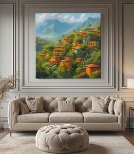 Obraz na plátně - Kostarická vesnička v kopcích FeelHappy.cz Velikost obrazu: 40 x 40 cm
