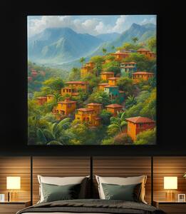 Obraz na plátně - Kostarická vesnička v kopcích FeelHappy.cz Velikost obrazu: 40 x 40 cm