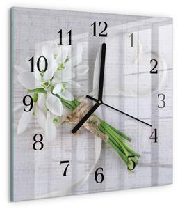Skleněné hodiny na stěnu Kytice květin zskc-30x30-00178844