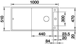 Granitový dřez Blanco AXIA III XL 6 S InFino šedá skála + skleněná krájecí deska a excentr 523511