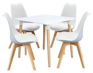 Jídelní stůl 80x80 QUATRO bílý + 4 židle QUATRO bílé
