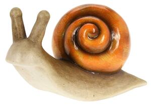 Zahradní figurka z polyresinu Snail, 12,5 cm, oranžová
