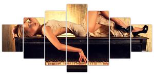 Obraz - Žena na klavíru (210x100 cm)