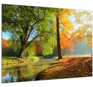 Skleněný obraz - Klidná podzimní krajina (70x50 cm)