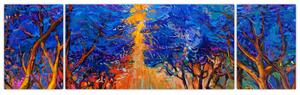 Obraz - Podzimní koruny stromů, moderní impresionismus (170x50 cm)