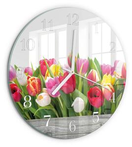 Skleněné hodiny na stěnu Tulipány zsob-fi30-00087418