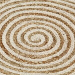 Ručně vyrobený koberec z juty se spirálovým potiskem - bílý | 120cm